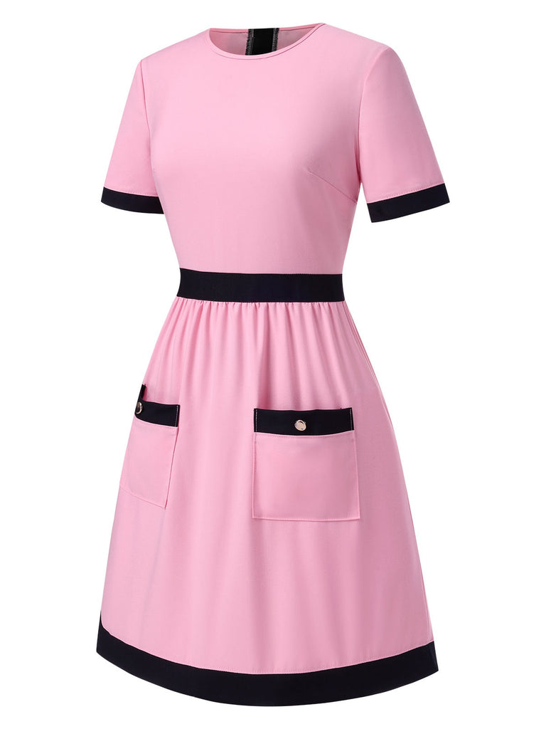 [Prévente] Robe rose à poches colorblock années 1960
