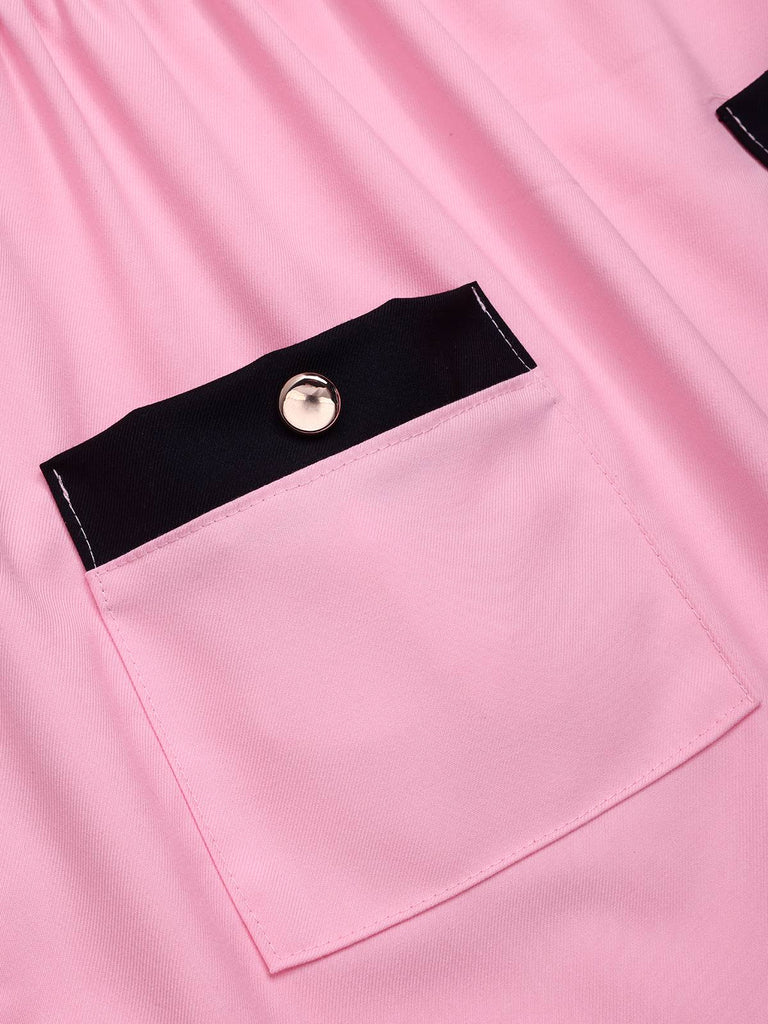 [Prévente] Robe rose à poches colorblock années 1960