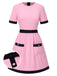 [Prévente] Robe rose à poches colorblock années 1960