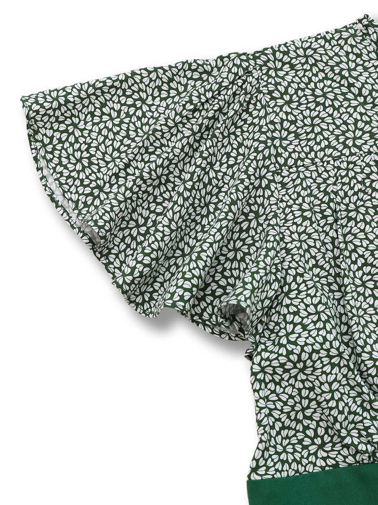 [Prévente] Combinaison verte à lacets et manches à volants années 1930