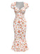 [Prévente] Robe sirène imprimé roses col en cœur multicolore des années 1930