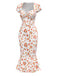 [Prévente] Robe sirène imprimé roses col en cœur multicolore des années 1930