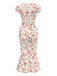 [Prévente] Robe sirène imprimé roses col en cœur multicolore des années 1930