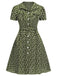 [Prévente] [Grande taille] Robe marguerite à boutons revers vert des années 1950