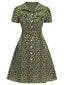 [Prévente] [Grande taille] Robe marguerite à boutons revers vert des années 1950
