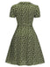 [Prévente] [Grande taille] Robe marguerite à boutons revers vert des années 1950