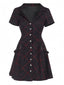 Robe trapèze vin rouge à carreaux style punk années 1960
