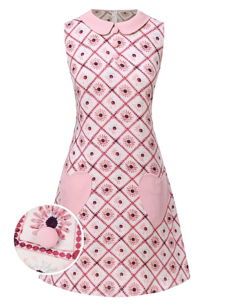 [Prévente] Robe en coton marguerites et poches en cœur années 1960