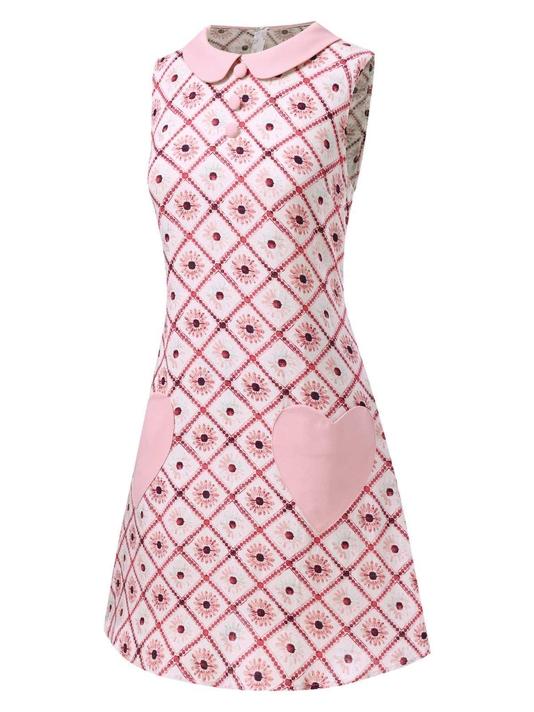 [Prévente] Robe en coton marguerites et poches en cœur années 1960