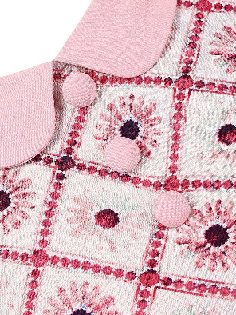 [Prévente] Robe en coton marguerites et poches en cœur années 1960