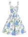 [Prévente] Robe bleue en organza fleur à lacets années 1950