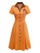 [Prévente] Robe orange à pois en coton et revers années 1940