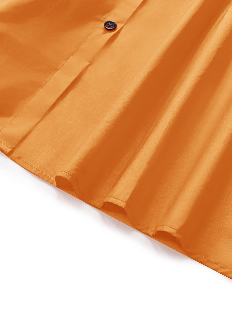 [Prévente] Robe orange à pois en coton et revers années 1940