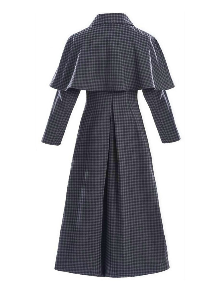 Manteau gris Mercredi à carreaux Halloween années 1950