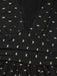 Robe fendue en dentelle noire col en V et nœud en feuille d'or des années 1930