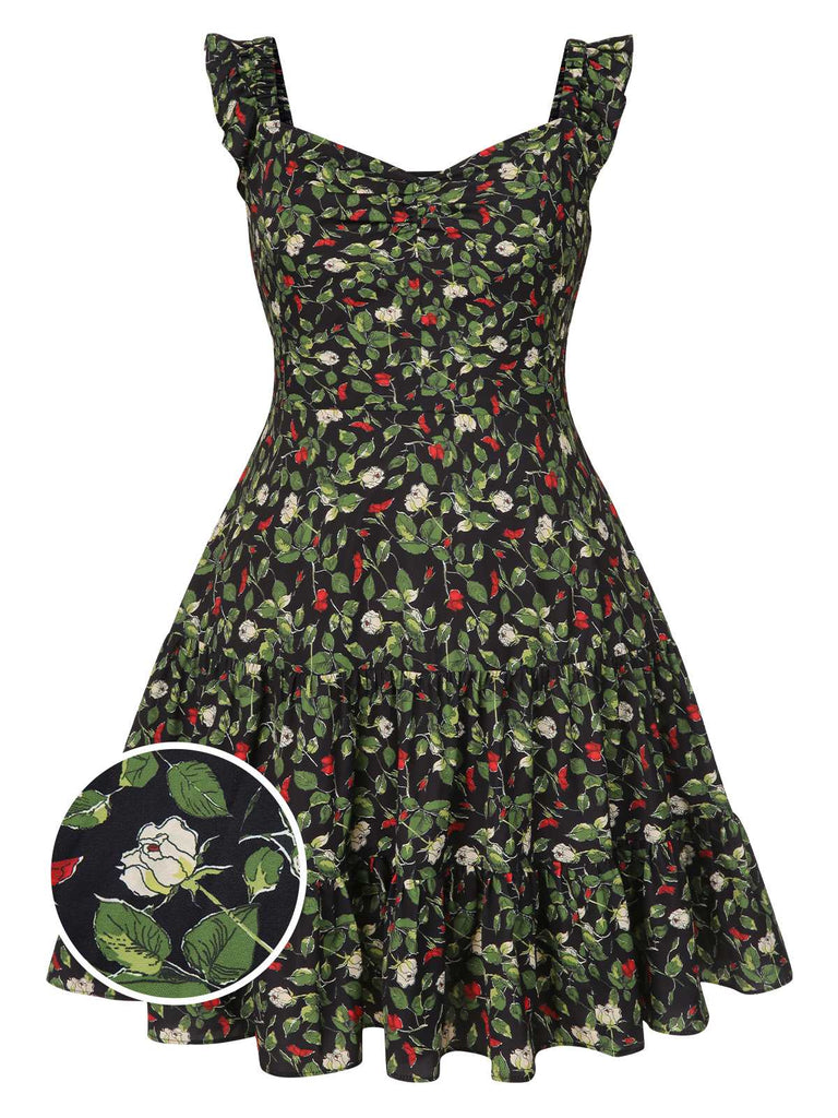 [Prévente] [Grande taille] Robe noire fleur manches volantées années 1960