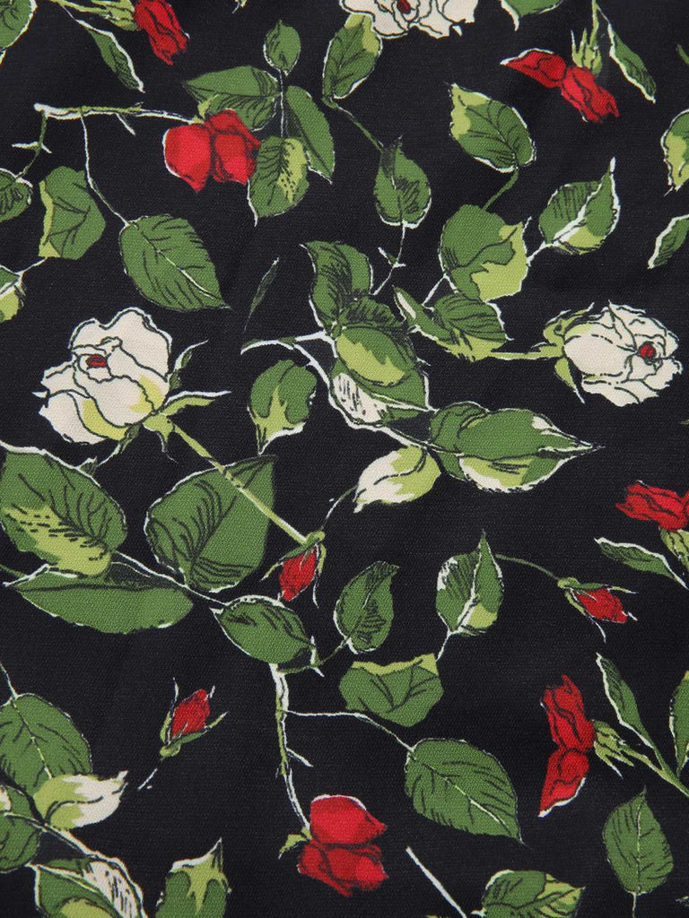 [Prévente] [Grande taille] Robe noire fleur manches volantées années 1960