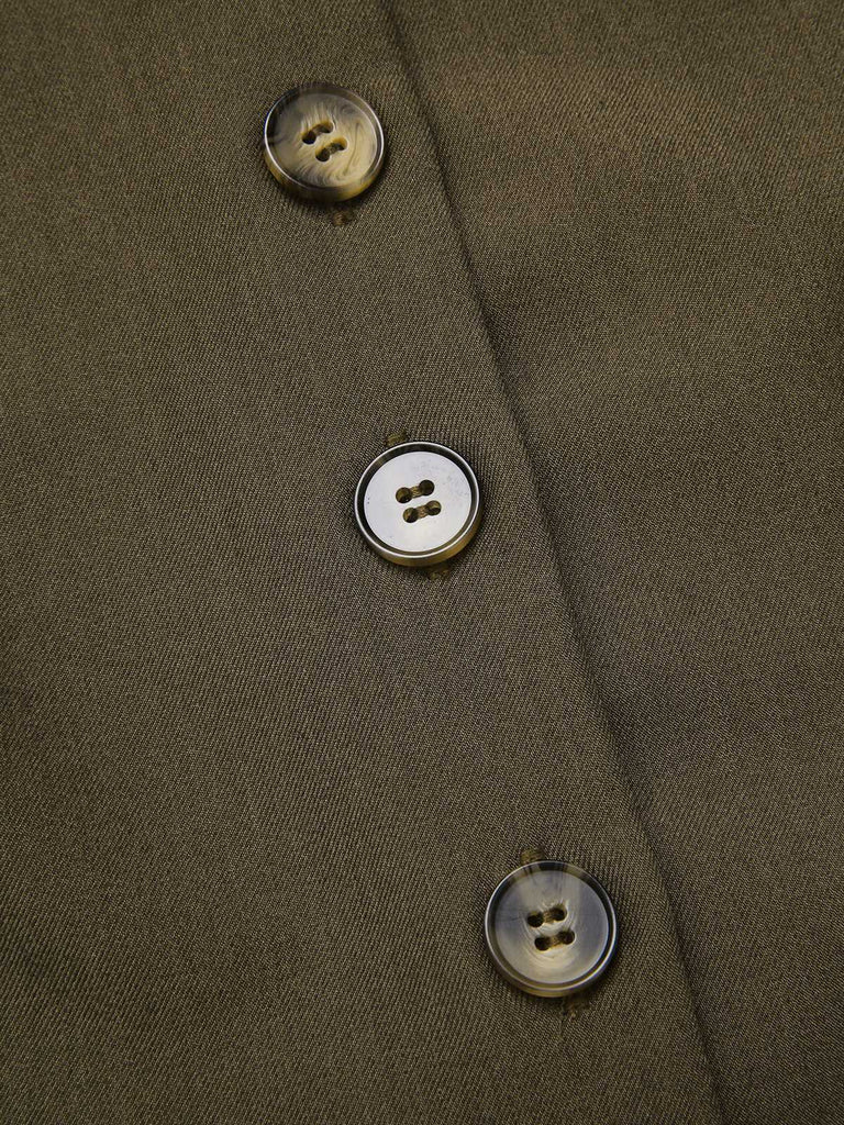 [Prévente] 2PCS Gilet vert olive et jupe crayon années 1960