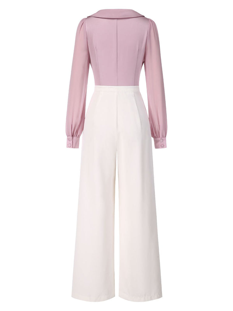 [Prévente] Combinaison rose en satin avec col à nœud années 1930
