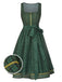 [Prévente] Robe verte à carreaux et fleurs avec tablier années 1950