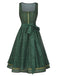 [Prévente] Robe verte à carreaux et fleurs avec tablier années 1950
