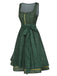 [Prévente] Robe verte à carreaux et fleurs avec tablier années 1950