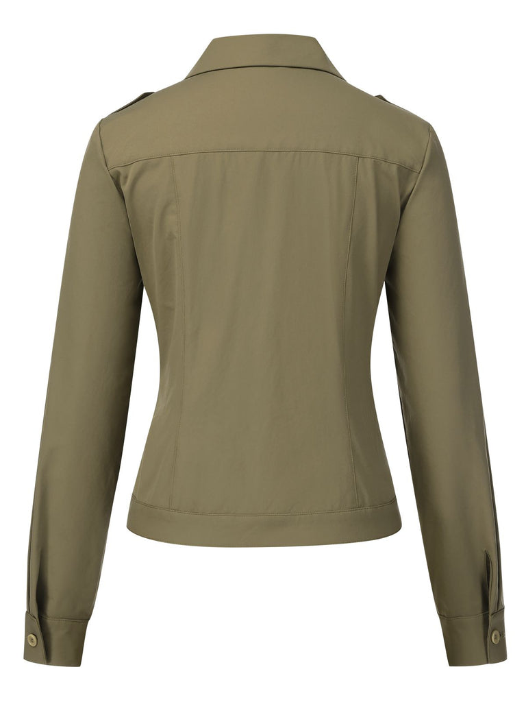 [Prévente] Veste chemise verte militaire à col à revers années 1950