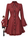 [Prévente] Robe rouge gothique à carreaux manches cloche à lacets des années 1960