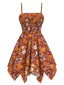 [Prévente] Robe orange marguerite à bretelles ourlet irrégulier hippie des années 1970