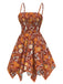 [Prévente] Robe orange marguerite à bretelles ourlet irrégulier hippie des années 1970