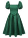 [Prévente] Robe verte en jacquard et manches bouffantes années 1950