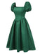 [Prévente] Robe verte en jacquard et manches bouffantes années 1950