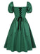 [Prévente] Robe verte en jacquard et manches bouffantes années 1950