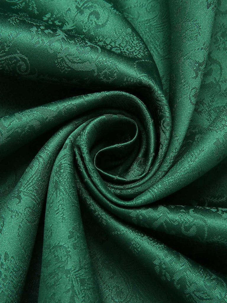 [Prévente] Robe verte en jacquard et manches bouffantes années 1950
