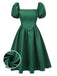 [Prévente] Robe verte en jacquard et manches bouffantes années 1950