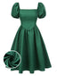 [Prévente] Robe verte en jacquard et manches bouffantes années 1950