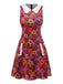[Prévente] Robe violette à poches et col claudine marguerites des années 1960