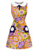 [Prévente] Robe orange fleur à col claudine et nœud années 1960