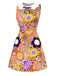 [Prévente] Robe orange fleur à col claudine et nœud années 1960