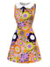 [Prévente] Robe orange fleur à col claudine et nœud années 1960