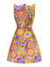 [Prévente] Robe orange fleur à col claudine et nœud années 1960