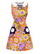 [Prévente] Robe orange fleur à col claudine et nœud années 1960