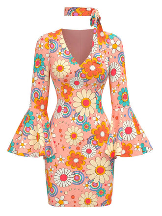 [Prévente] Robe multicolore hippie marguerites des années 1960