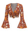 [Prévente] Haut orange manches cloches hippie marguerite des années 1970