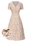 [Prévente] Robe imprimé fleurs en coton manches bouffantes des années 40