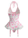 Ensemble de lingerie en peluche lacets et dos nu motifs vache années 1960