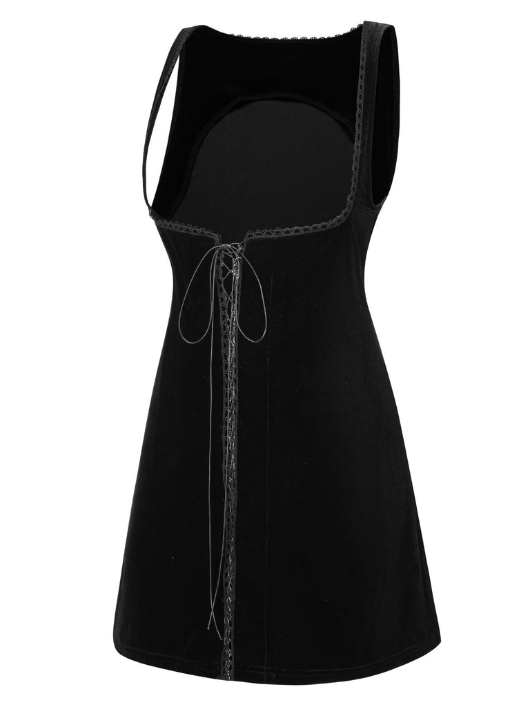[Prévente] 2PCS robe manches évasées fendues et robe salopette en velours années 1960