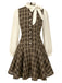 [Prévente] Robe trapèze marron à carreaux avec nœud années 1960