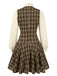 [Prévente] Robe trapèze marron à carreaux avec nœud années 1960