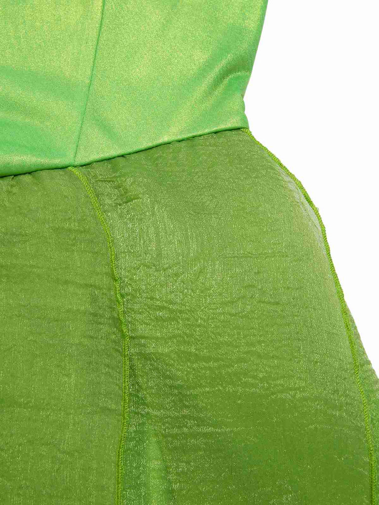 [Prévente] Mini-robe verte à ourlet pétales style fée Clochette des années 1970